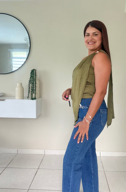 Olive Luxe One Shoulder Top