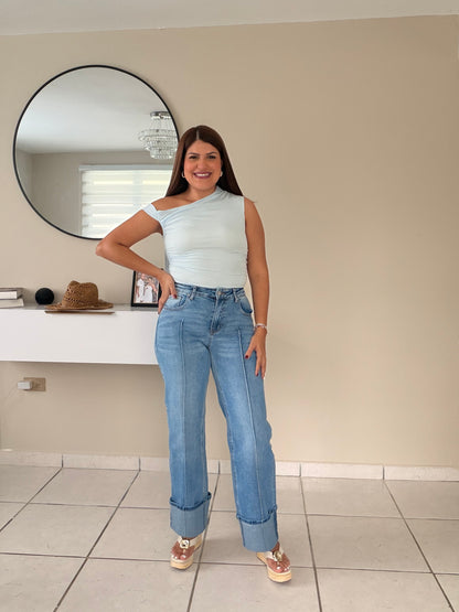 Wide leg Jeans (doblado en la pierna del mahon)