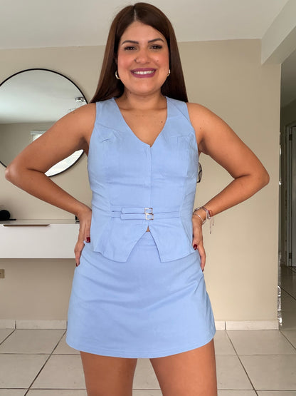 Blue set skort/ Vest