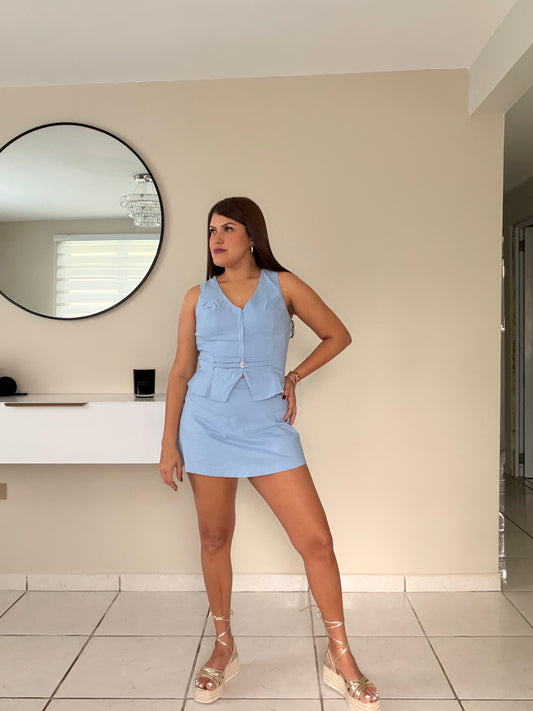 Blue set skort/ Vest