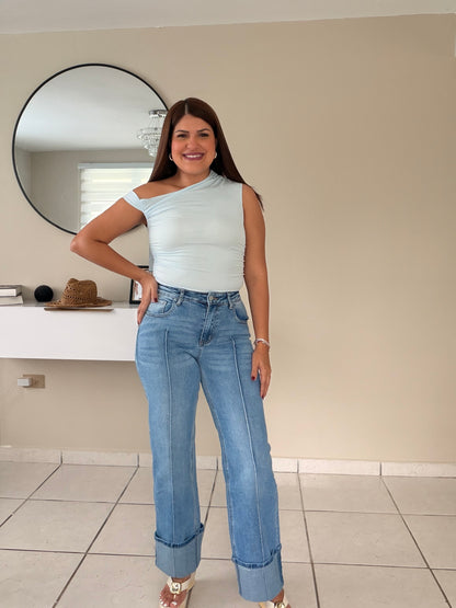 Wide leg Jeans (doblado en la pierna del mahon)